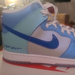 Nike Blue and White High-Top Sneakers